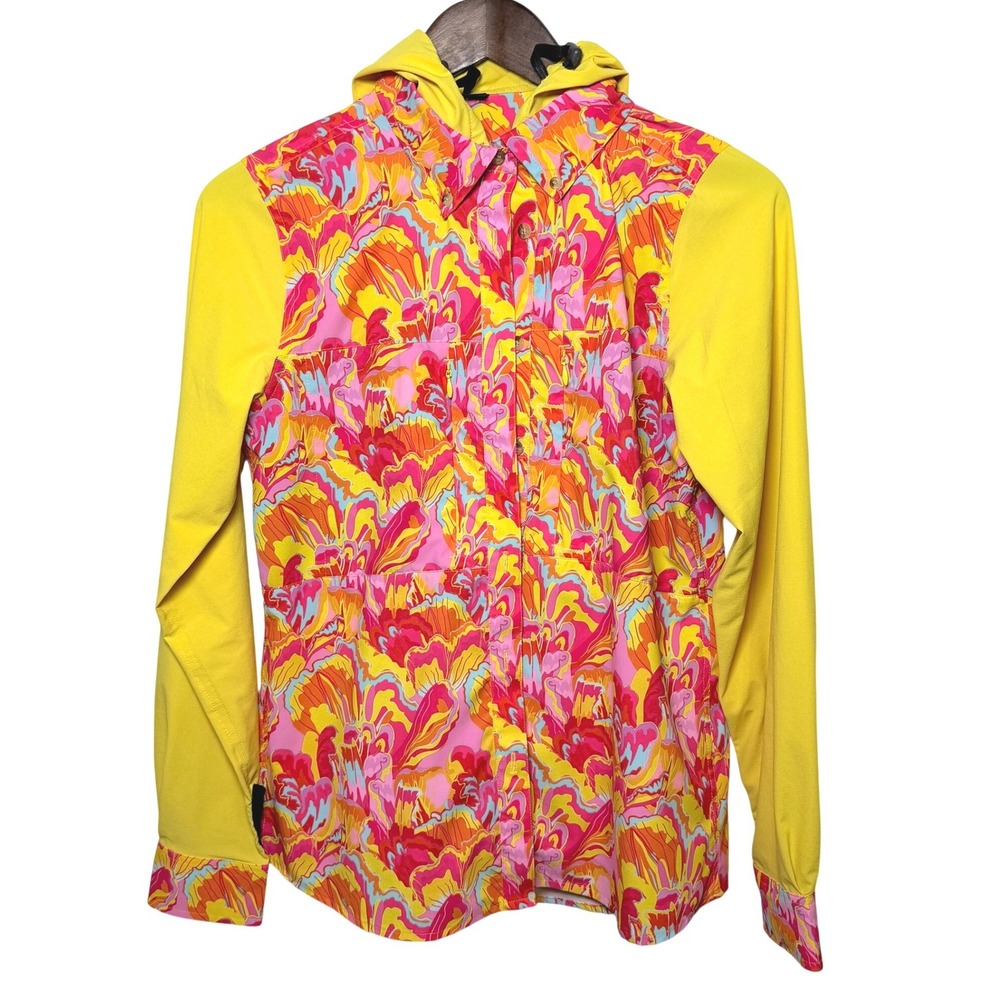 Jolly Gear Triple Crown Button Down Sun Hoodie Psychedelic Floral Womens Small